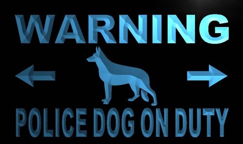 Warning Police Dog on Duty Neon Light Sign
